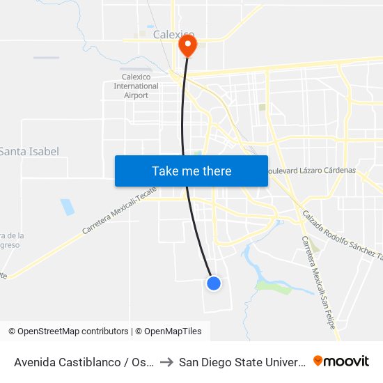 Avenida Castiblanco / Osuna to San Diego State University map