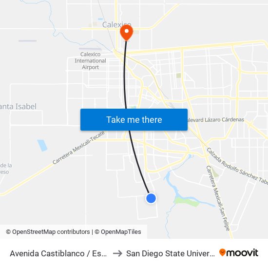 Avenida Castiblanco / Estella to San Diego State University map