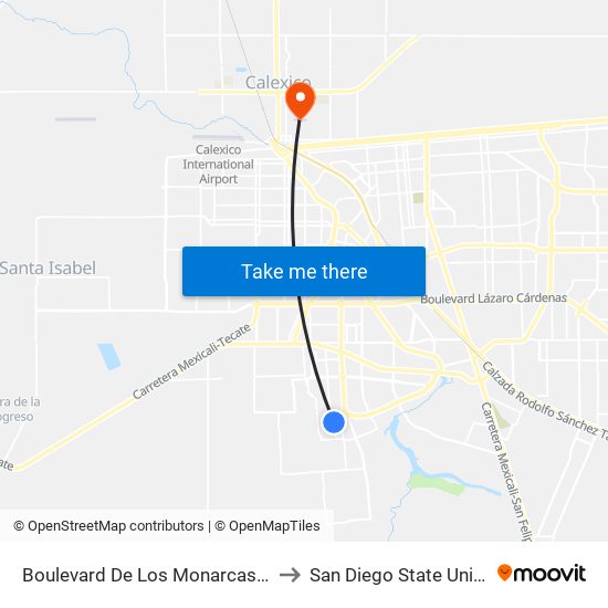 Boulevard De Los Monarcas / Ronda to San Diego State University map