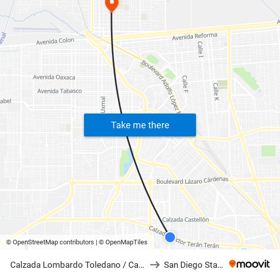 Calzada Lombardo Toledano / Calzada Héctor Terán Terán to San Diego State University map