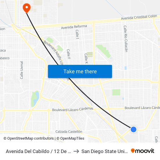 Avenida Del Cabildo / 12 De Octubre to San Diego State University map