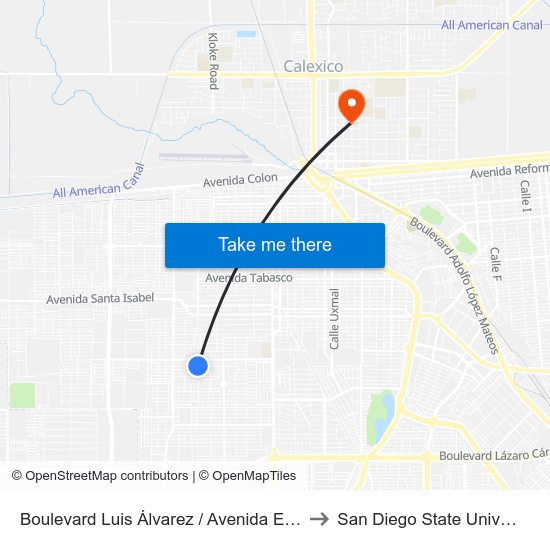 Boulevard Luis Álvarez / Avenida España to San Diego State University map
