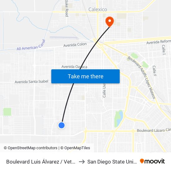 Boulevard Luis Álvarez / Veterinarios to San Diego State University map