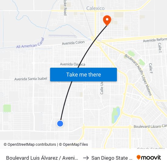 Boulevard Luis Álvarez / Avenida Arqueólogos to San Diego State University map
