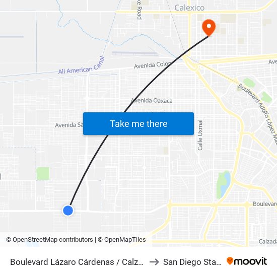 Boulevard Lázaro Cárdenas / Calzada Juan Bautista De Anza to San Diego State University map