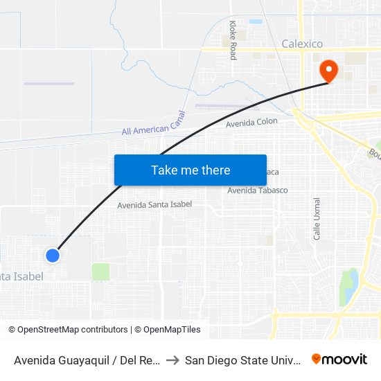 Avenida Guayaquil / Del Refugio to San Diego State University map