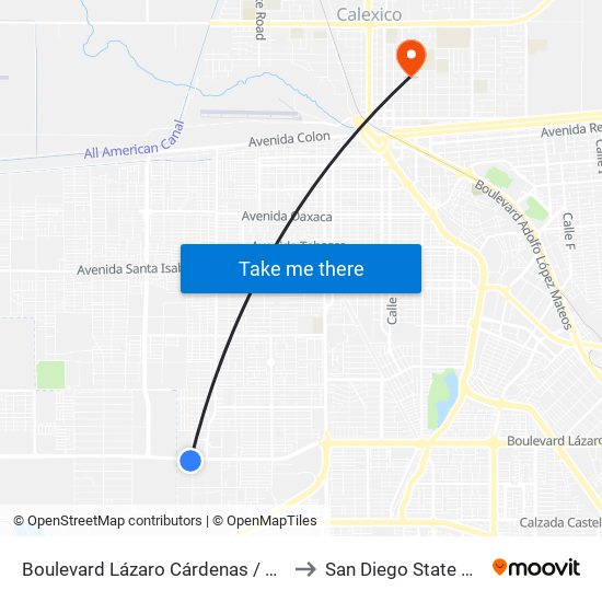 Boulevard Lázaro Cárdenas / Río Amazonas to San Diego State University map