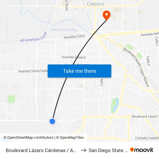 Boulevard Lázaro Cárdenas / Avenida Yugoslavia to San Diego State University map