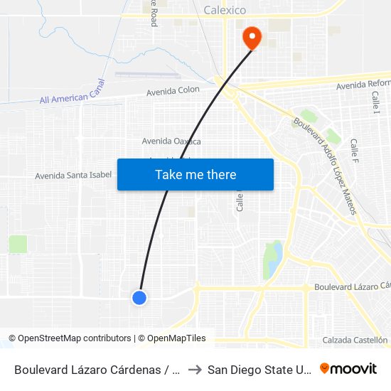 Boulevard Lázaro Cárdenas / Río Danubio to San Diego State University map