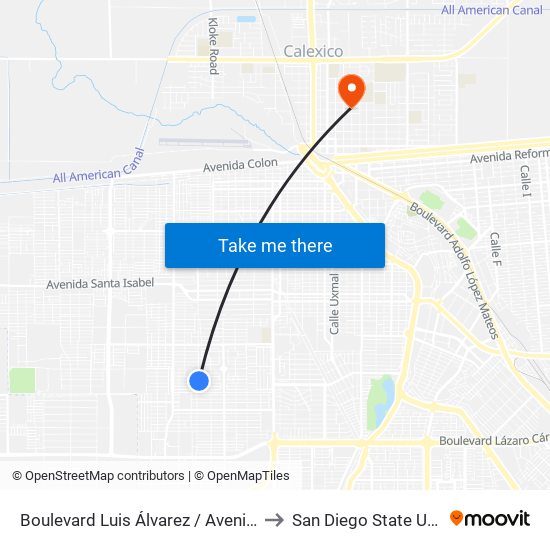 Boulevard Luis Álvarez / Avenida Noruega to San Diego State University map