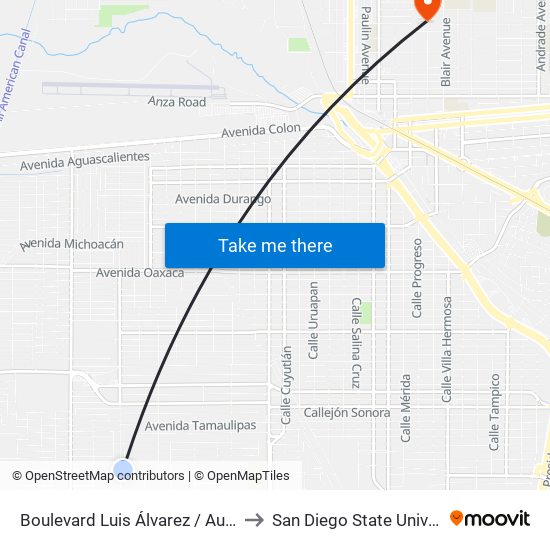 Boulevard Luis Álvarez / Australia to San Diego State University map