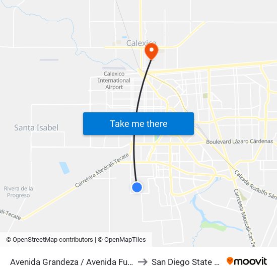 Avenida Grandeza / Avenida Fuente De Etiopía to San Diego State University map