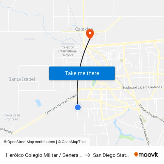 Heróico Colegio Militar / General Jesús María Garza to San Diego State University map