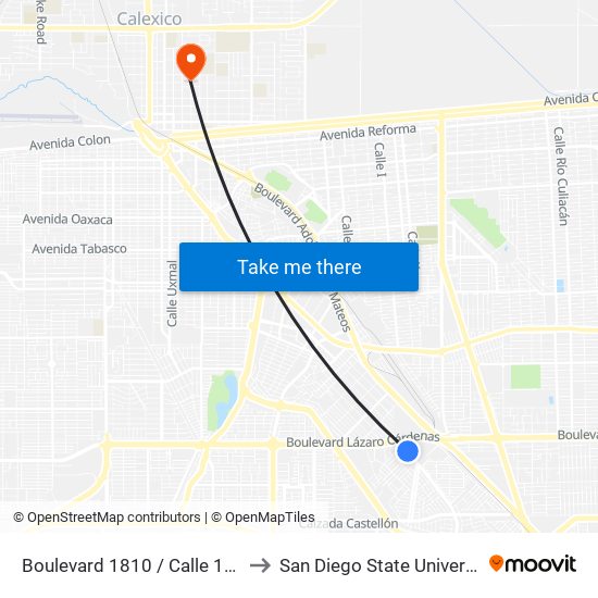 Boulevard 1810 / Calle 1810 to San Diego State University map