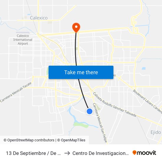 13 De Septiembre / De Las Toronjas to Centro De Investigaciones Culturales map
