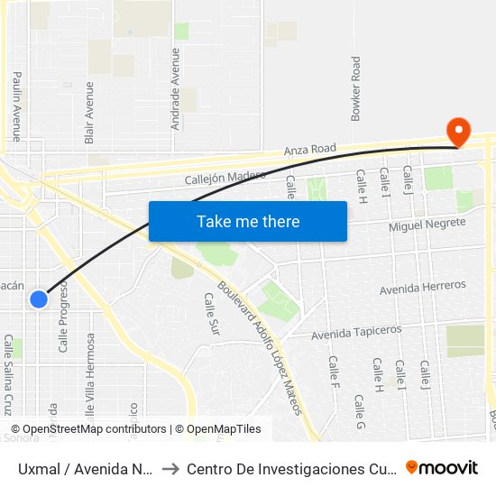 Uxmal / Avenida Nayarit to Centro De Investigaciones Culturales map