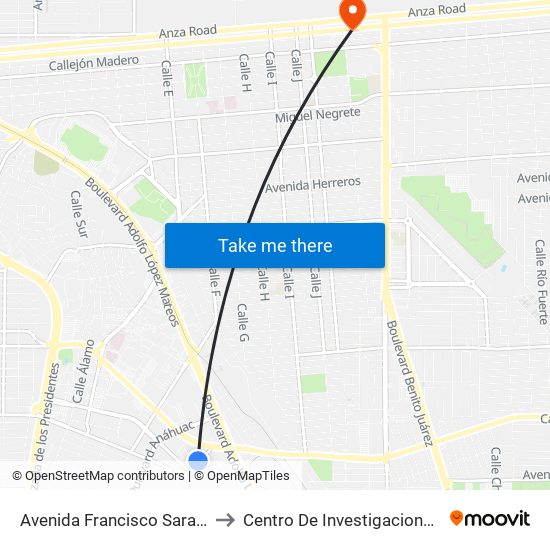 Avenida Francisco Sarabia / Calera to Centro De Investigaciones Culturales map