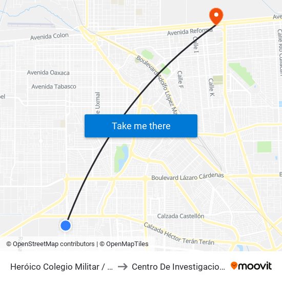 Heróico Colegio Militar / Martín Cabrera to Centro De Investigaciones Culturales map