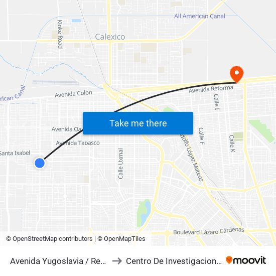 Avenida Yugoslavia / Reforma Agraria to Centro De Investigaciones Culturales map