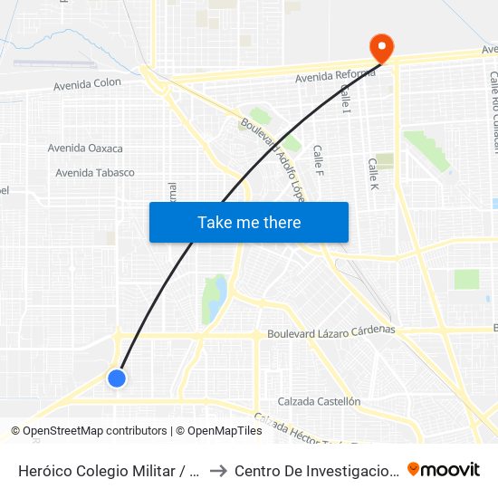 Heróico Colegio Militar / Doroteo Arango to Centro De Investigaciones Culturales map