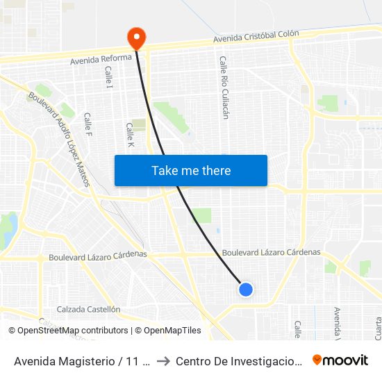 Avenida Magisterio / 11 De Noviembre to Centro De Investigaciones Culturales map
