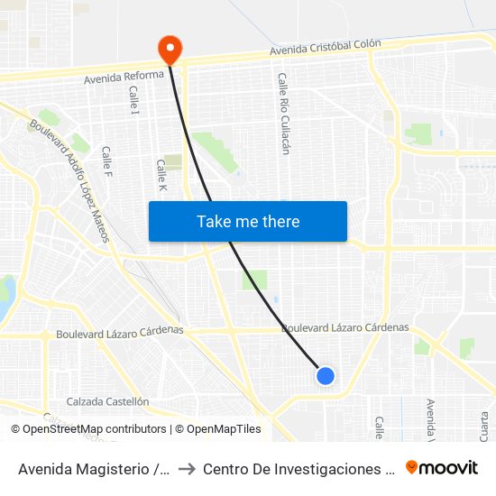 Avenida Magisterio / Tercera to Centro De Investigaciones Culturales map