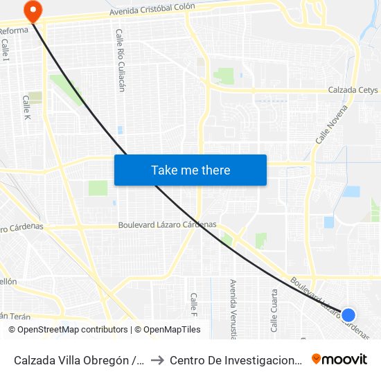 Calzada Villa Obregón / Villa Cortés to Centro De Investigaciones Culturales map