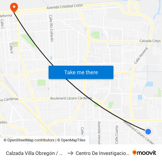 Calzada Villa Obregón / Villa Del Bosque to Centro De Investigaciones Culturales map