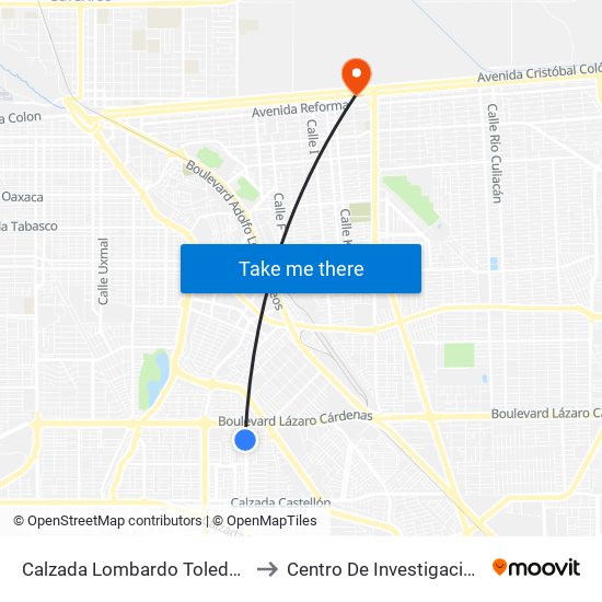 Calzada Lombardo Toledano / Encantadas to Centro De Investigaciones Culturales map