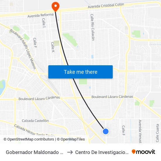 Gobernador Maldonado / Presa Becerra to Centro De Investigaciones Culturales map