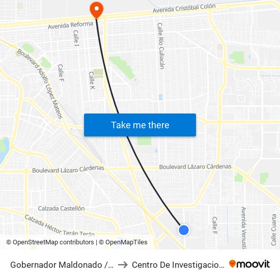 Gobernador Maldonado / Presa Pabellón to Centro De Investigaciones Culturales map