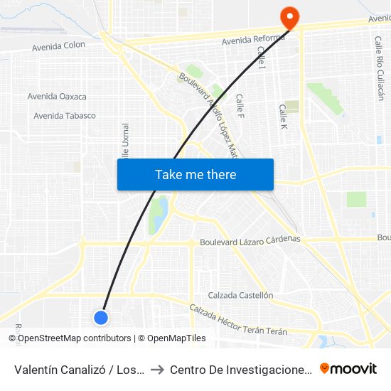 Valentín Canalizó / Los Coroneles to Centro De Investigaciones Culturales map