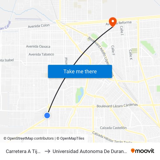 Carretera A Tijuana, 2246 to Universidad Autonoma De Durango Campus Mexicali map