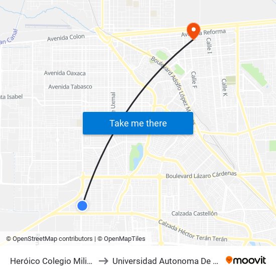 Heróico Colegio Militar / Ciudad Jiménez to Universidad Autonoma De Durango Campus Mexicali map