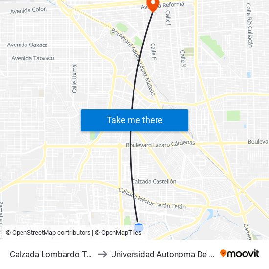 Calzada Lombardo Toledano / Futbolistas to Universidad Autonoma De Durango Campus Mexicali map