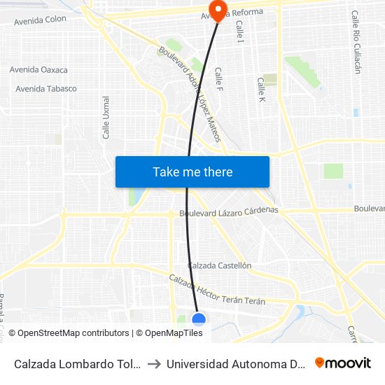 Calzada Lombardo Toledano / Basquetbolistas to Universidad Autonoma De Durango Campus Mexicali map