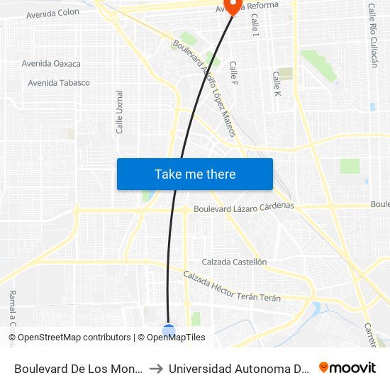 Boulevard De Los Monarcas / De Los Doblones to Universidad Autonoma De Durango Campus Mexicali map