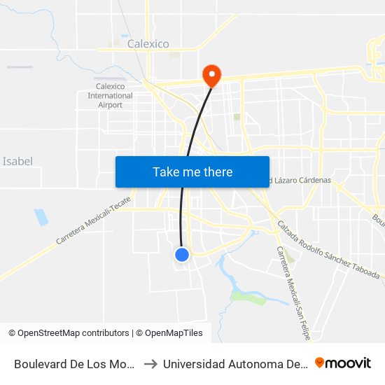 Boulevard De Los Monarcas / Avenida Pravia to Universidad Autonoma De Durango Campus Mexicali map