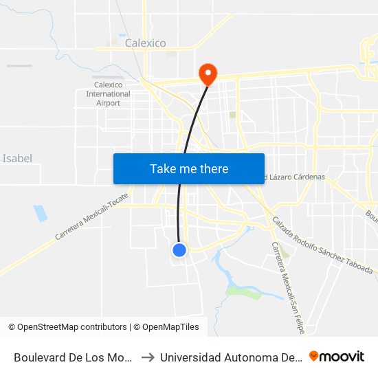Boulevard De Los Monarcas / Avenida Pravia to Universidad Autonoma De Durango Campus Mexicali map