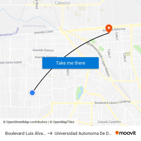 Boulevard Luis Álvarez / Arquitectos to Universidad Autonoma De Durango Campus Mexicali map