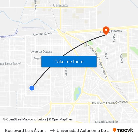 Boulevard Luis Álvarez / Avenida Noruega to Universidad Autonoma De Durango Campus Mexicali map