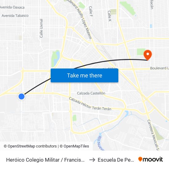 Heróico Colegio Militar / Francisco Moctezuma to Escuela De Pedagogia map