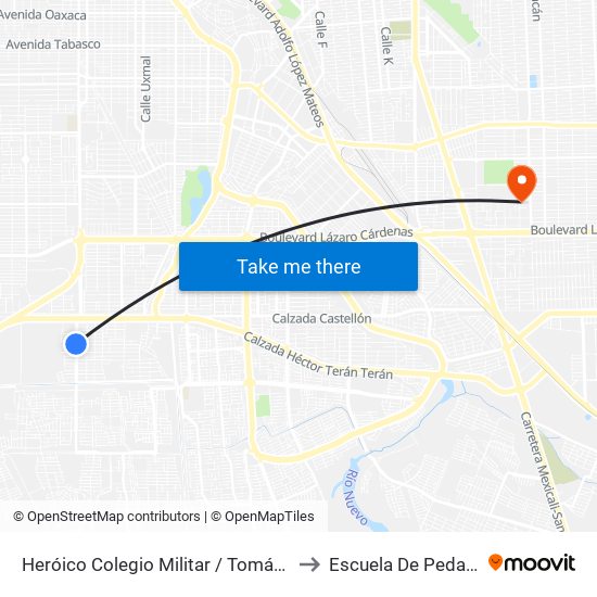 Heróico Colegio Militar / Tomás Pantoja to Escuela De Pedagogia map