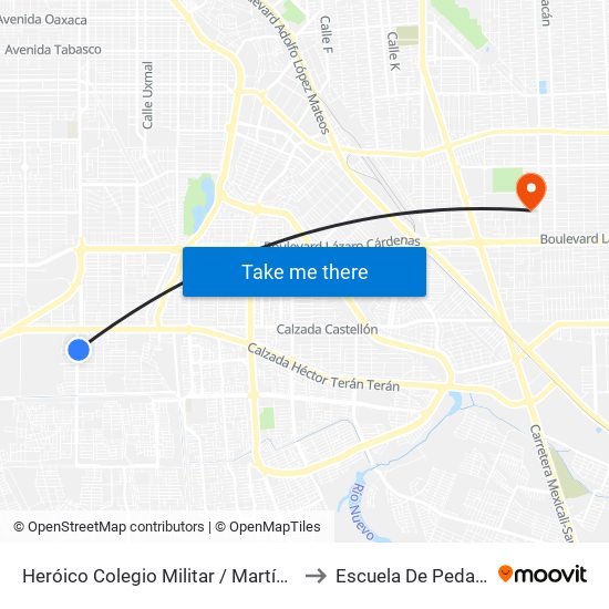 Heróico Colegio Militar / Martín Cabrera to Escuela De Pedagogia map