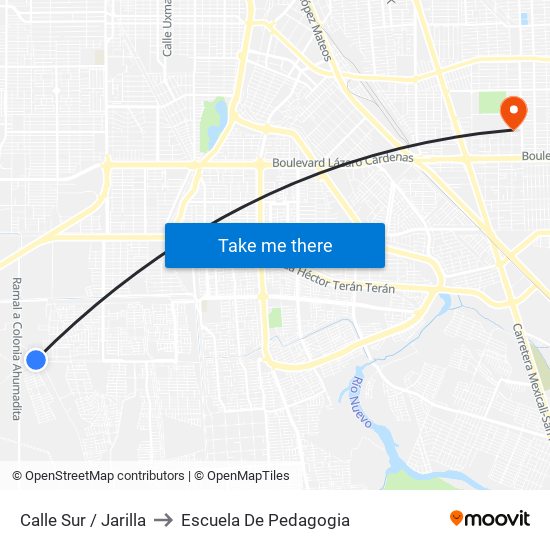 Calle Sur / Jarilla to Escuela De Pedagogia map