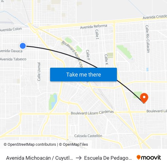 Avenida Michoacán / Cuyutlán to Escuela De Pedagogia map