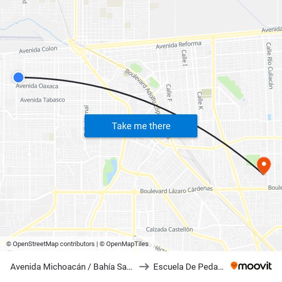 Avenida Michoacán / Bahía San Rafael to Escuela De Pedagogia map