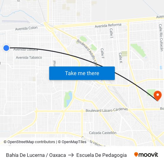 Bahía De Lucerna / Oaxaca to Escuela De Pedagogia map