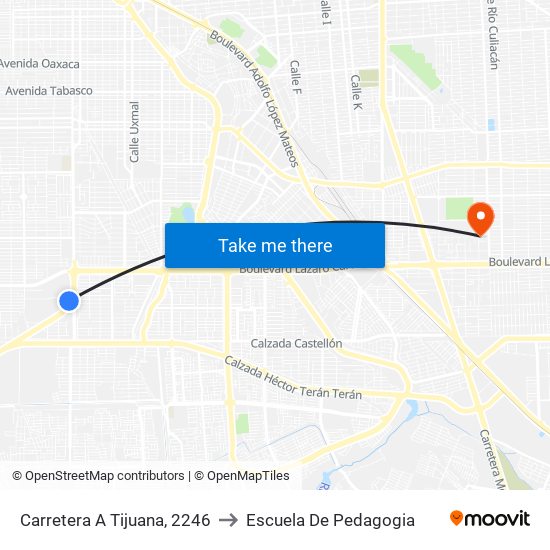 Carretera A Tijuana, 2246 to Escuela De Pedagogia map
