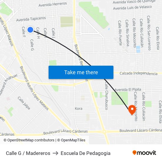 Calle G / Madereros to Escuela De Pedagogia map